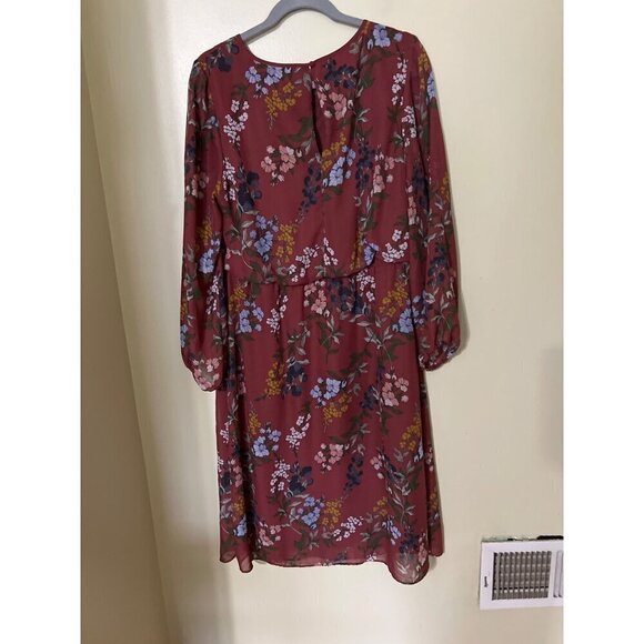 Chicos Floral Print Chiffon Dress U.S. Size 12 Womens Multicolor Long Sleeve - Picture 3 of 8